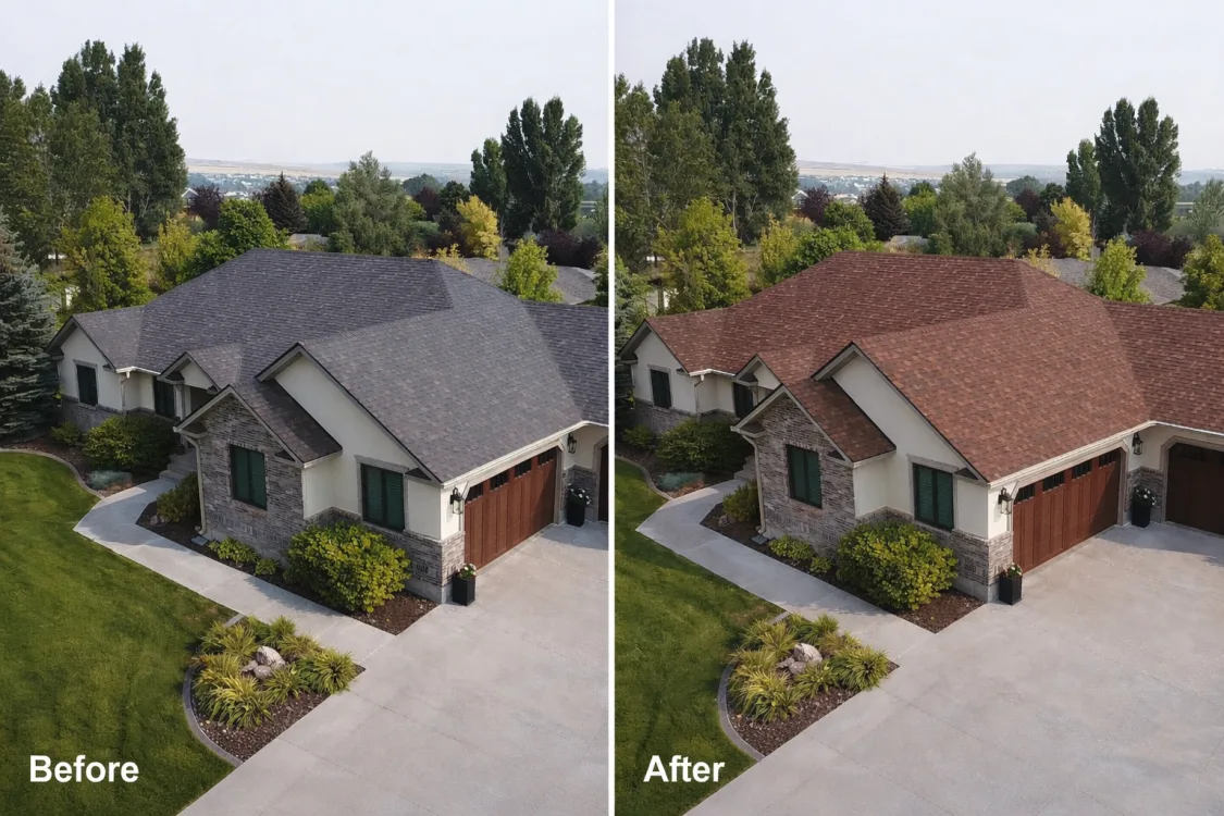 Before and after roof transformation